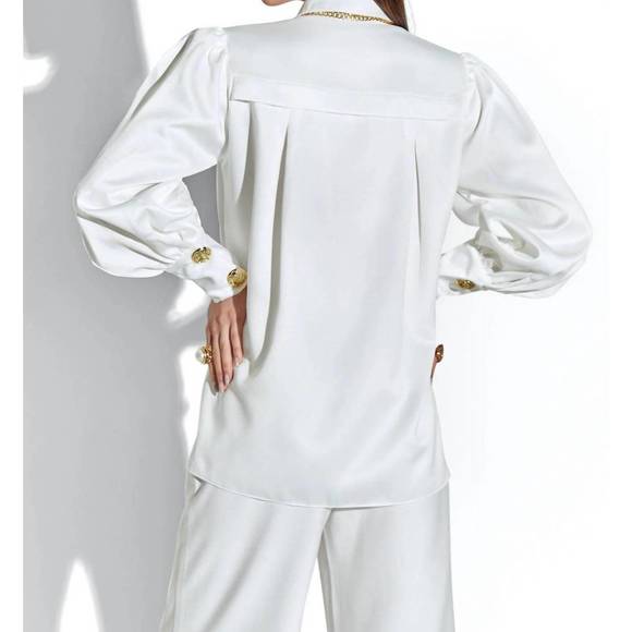 NEW CRISTINA SABATINI alessia long sleeve blouse in off white - Picture 2 of 3
